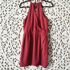 Oxblood dress with lace trim